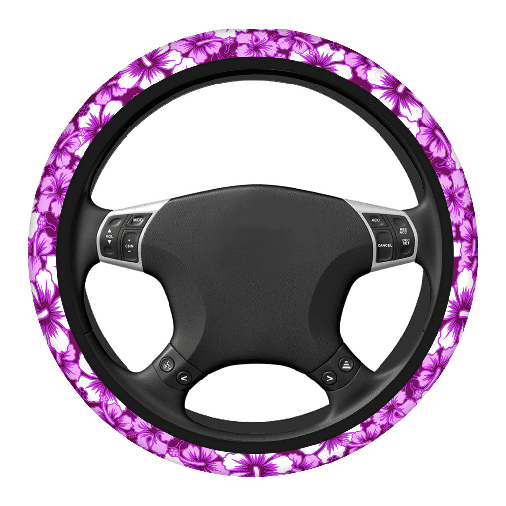 Beautiful Hibiscus Pattern Car Steering Wheel Cover