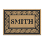 Black Blooming Hearts Bordered Personalized Family Name Doormat