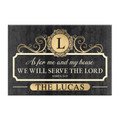 Charcoal Gold Family Home Serve The Lord Personalized Doormat