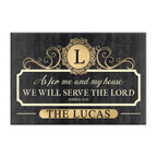 Charcoal Gold Family Home Serve The Lord Personalized Doormat