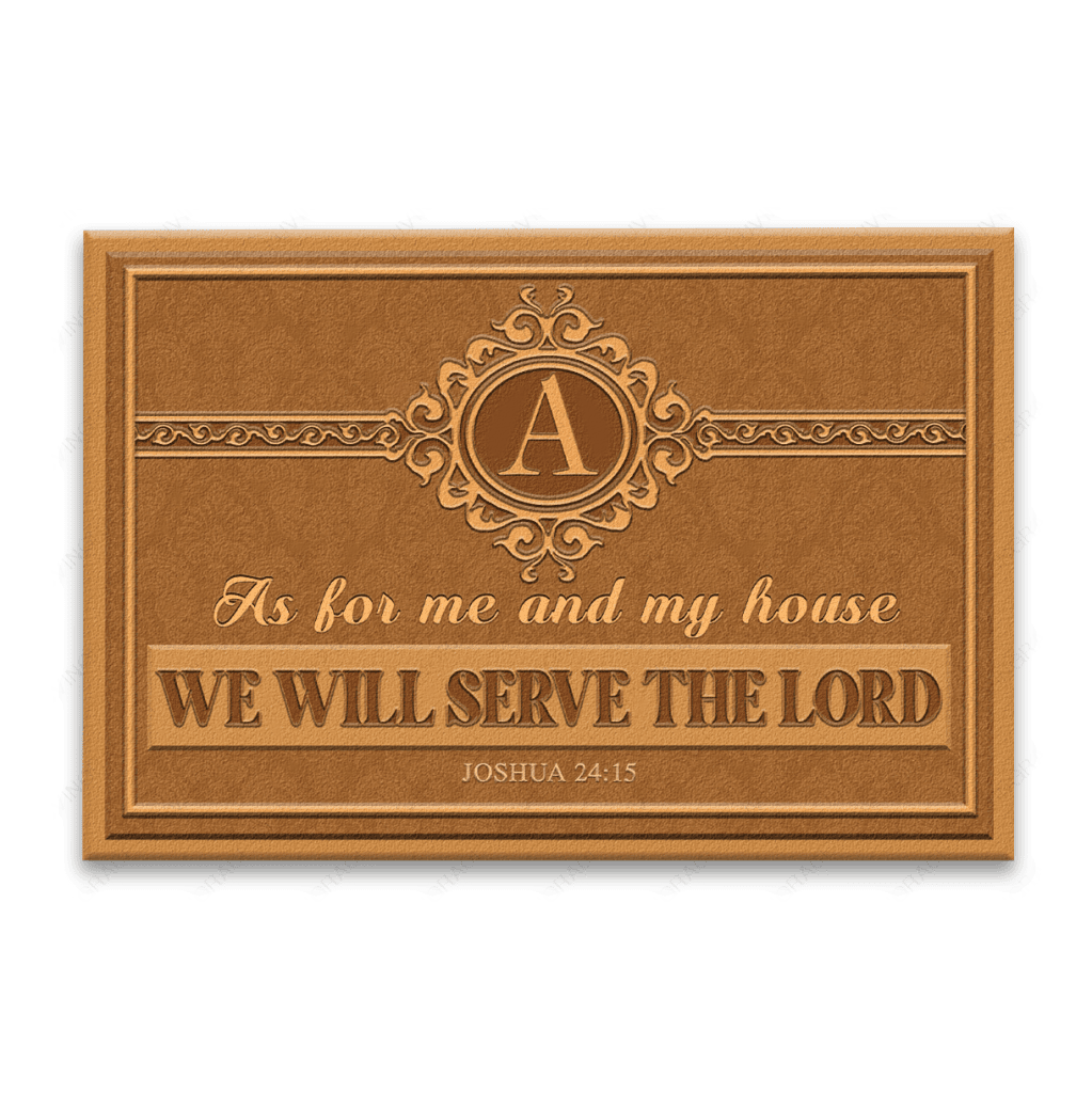 Classic Monogram Serve The Lord Personalized Family Doormat