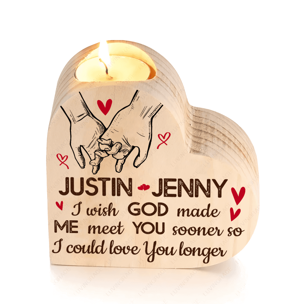 Couple Holding Hand I Wish God Made Me Meet You Sooner Personalized Candle Holder