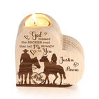 Cowboy And Cowgirl Couple Heart God Blessed Personalized Candle Holder