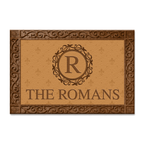 Custom Monogram Circle And Vine Family Doormat