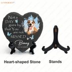 Dog Photo Blue Butterly Butterfly Custom Memorial Stone Pet Gifts - Personalized Tomstone