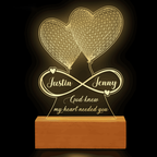 Heart Couple Infinity God Knew My Heart Needed You Personalized Acrylic Night Light