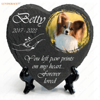 Holding Hand Dog Photo You Left Paw Prints On My Heart Custom Memorial Stone Pet Gifts -