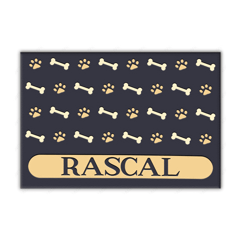 Printfamily 02 Elegant Navy Blue Personalized Dog/Cat Food Mat Custom Pet Bowl Mat
