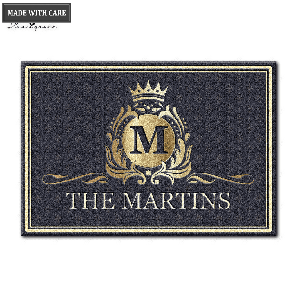 Printfamily L01 Luxury Monogram Collection Family Name Personalized Doormat