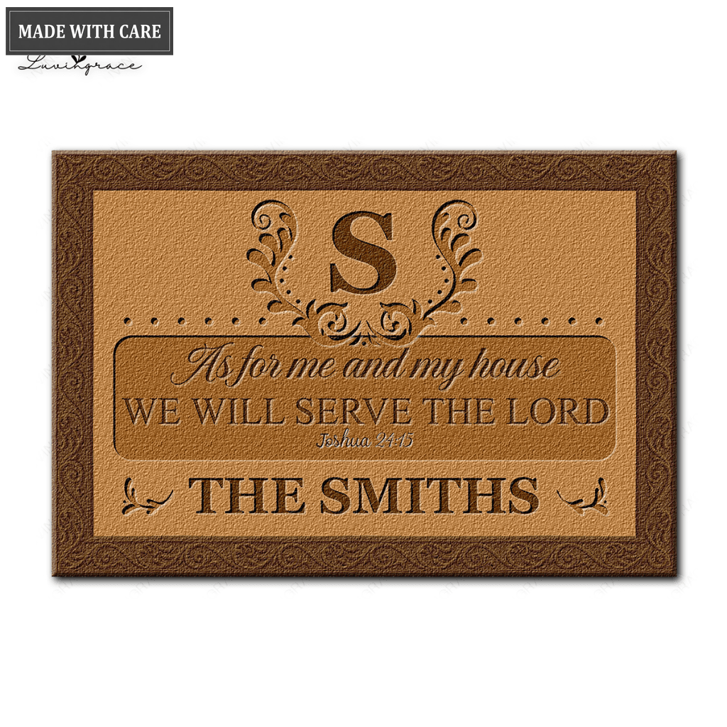 Printfamily L05 Luxury Monogram Collection As For My House Personalized Doormat