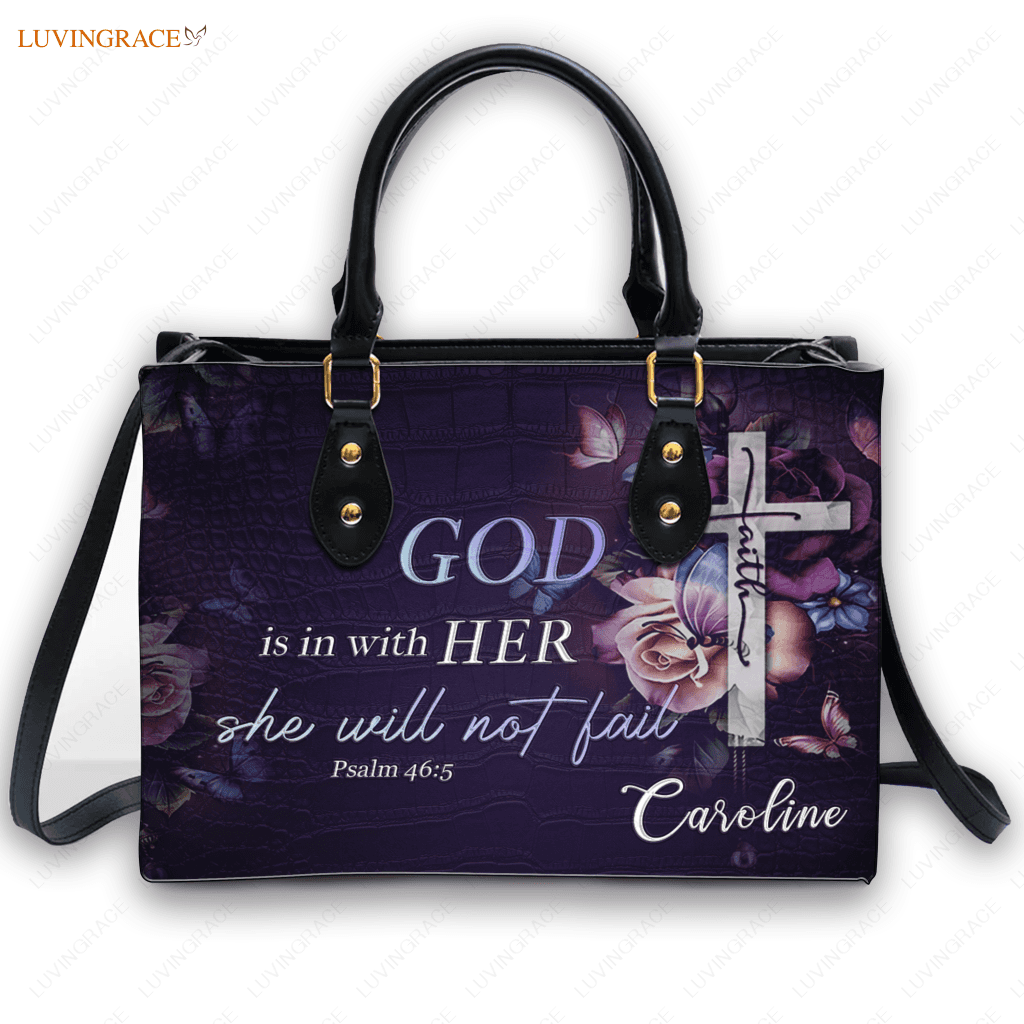 Printfamily L186 Flowers Butterfly God Is In With Her Personalized Handbag Handbags