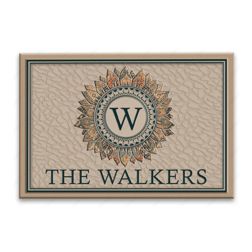 Printfamily L35 Monogram Collection Family Name Personalized Doormat