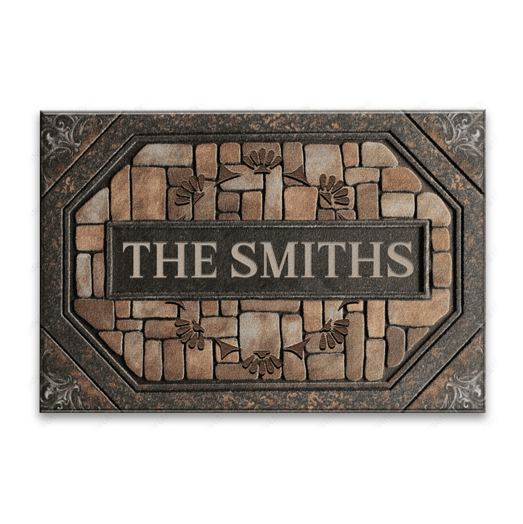 Printfamily L39 Monogram Collection Family Name Personalized Doormat