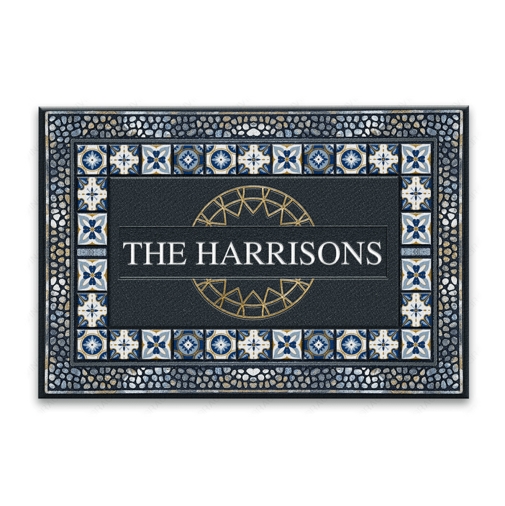 Printfamily L44 Monogram Collection Family Name Personalized Doormat