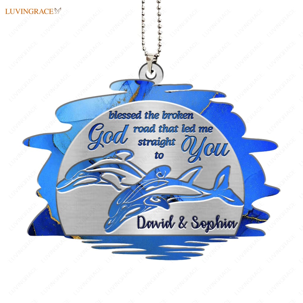 Printfamily M102 Dolphin Couple God Blessed Personalized Ornament