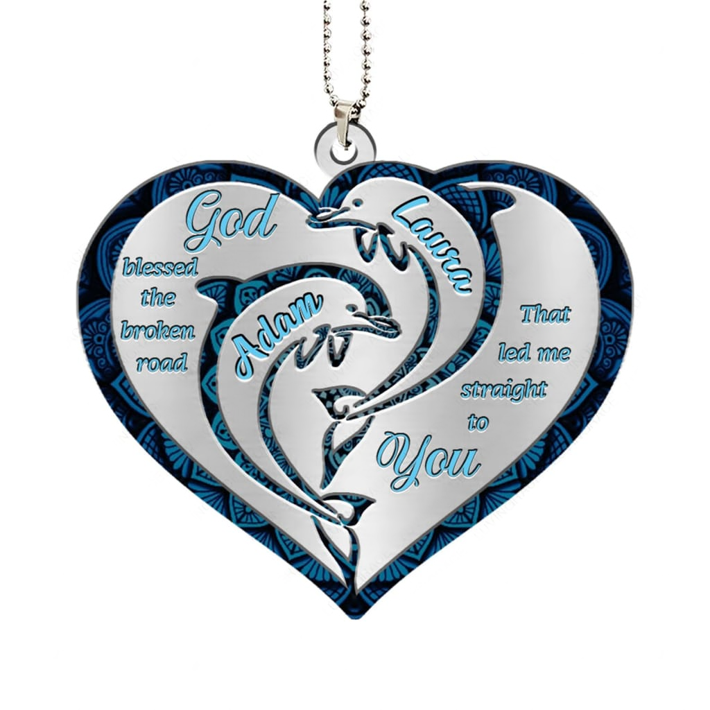 Printfamily M106 Dolphin Couple God Blessed Personalized Ornament