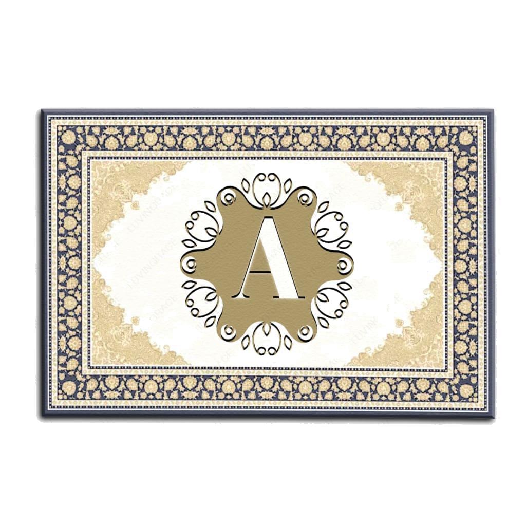 Printfamily M16 Elegant Monogram The First Letter of Family Name Personalized Doormat
