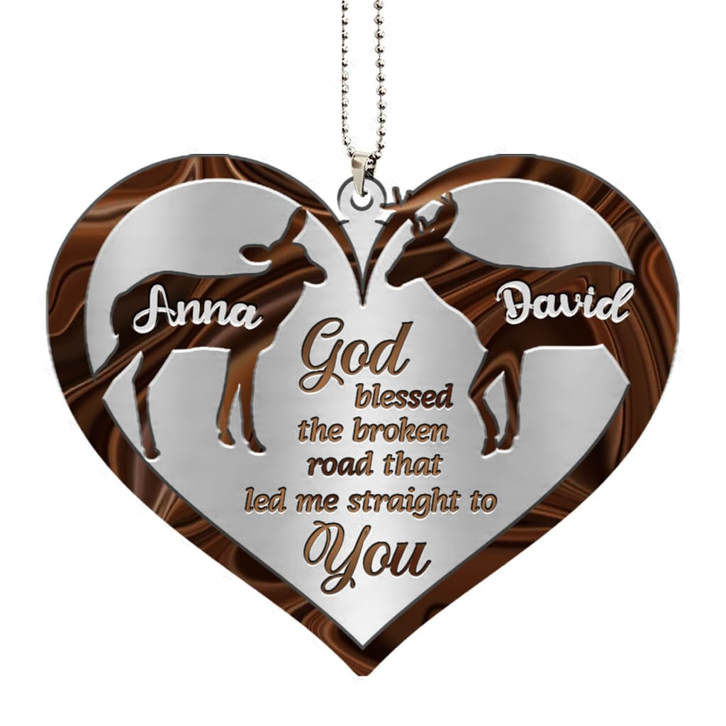 Printfamily M73 Deer Couple God Blessed Personalized Ornament