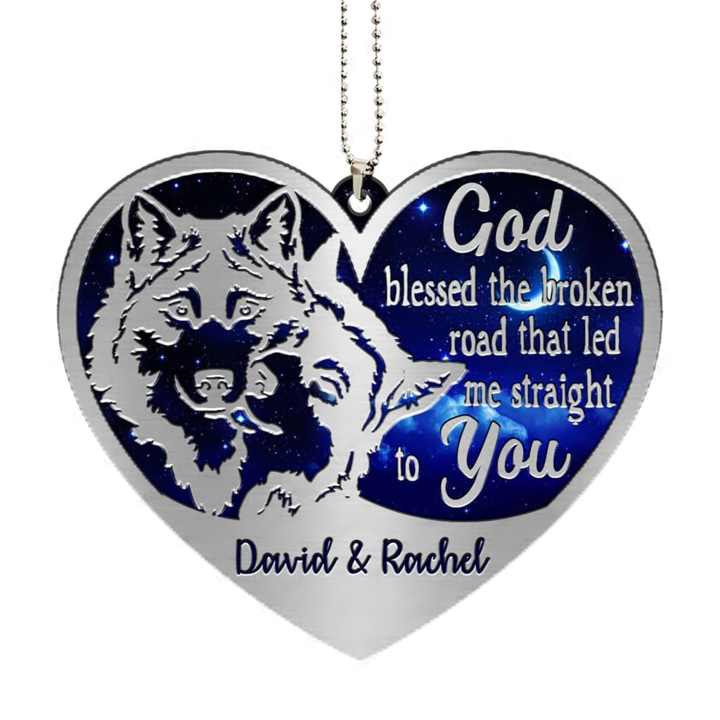 Printfamily M91 Wolf Couple God Blessed Personalized Ornament