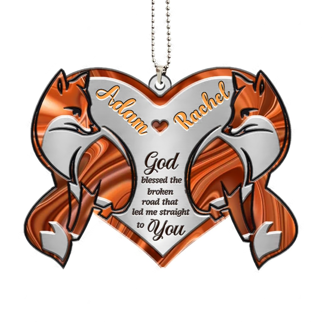 Printfamily M92 Fox Couple God Blessed Personalized Ornament