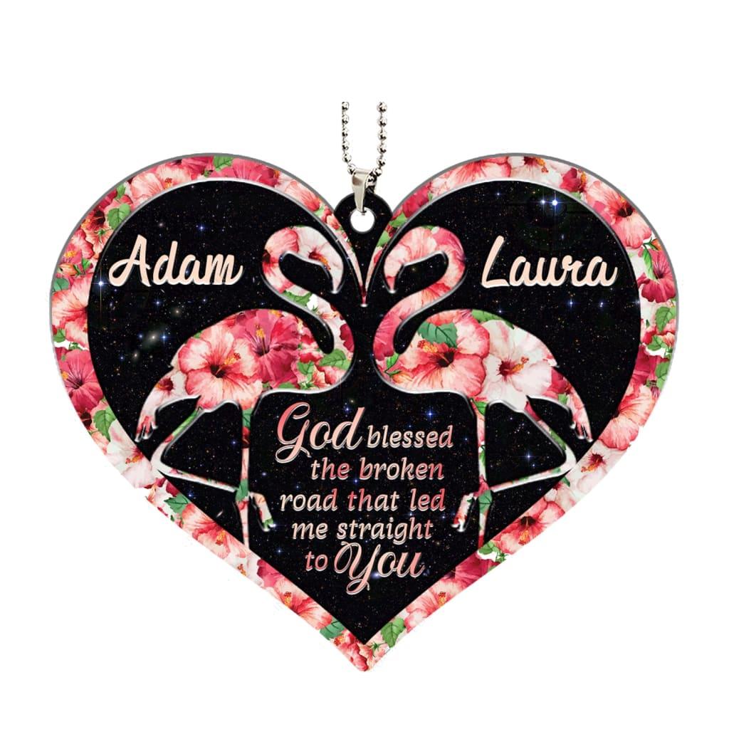 Printfamily M98 Flamingo Couple God Blessed Personalized Ornament