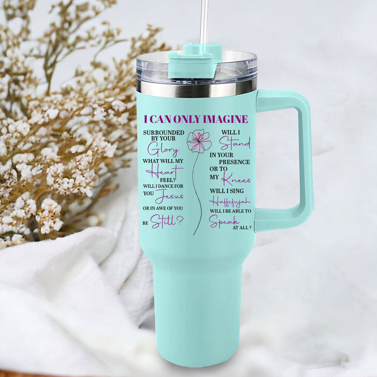 Surrounded By Your Glory 40oz Tumbler Travel Cup - Birthday, Christmas Gifts for Women - Religious, Self Care Inspiration Gifts