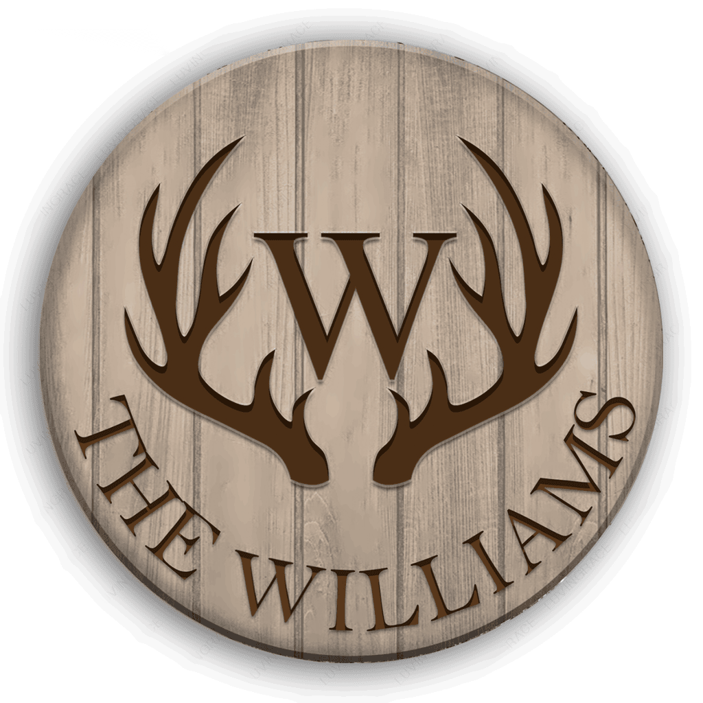 Personalized Rustic Country Family Name Deer Antlers Wood Sign