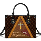 Everywhere I Go, I Bring Jesus With Me Personalized Leather Handbag Christian Gifts Bible Verses Religious Gifts