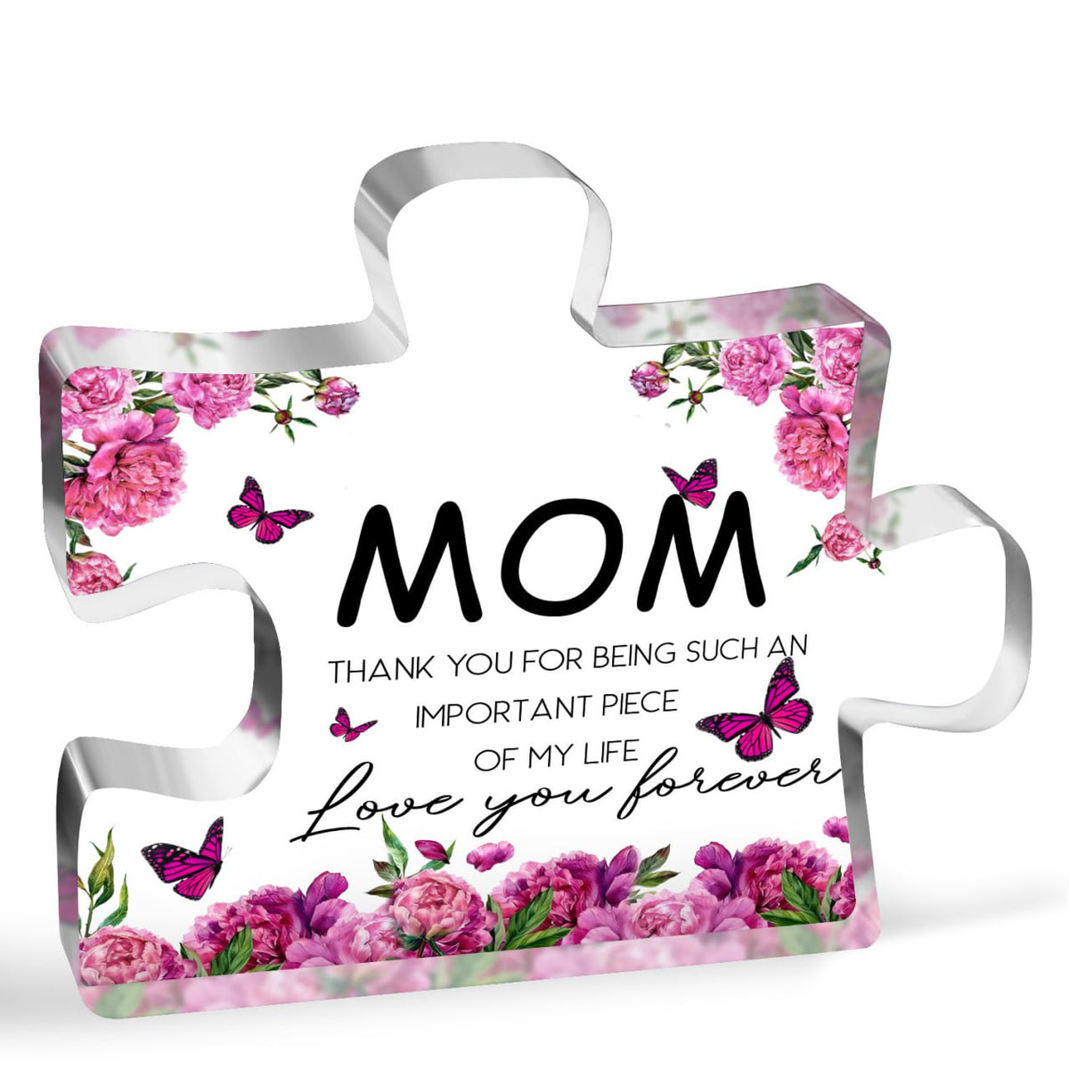 Gifts for Mom Thank You Acrylic Plaque Block Puzzle Mothers Day Thanksgiving Birthday Gifts for Mom