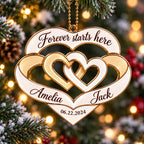 Personalized Interlocking Hearts Ornament – Custom Names & Date Couple Gift