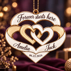Personalized Interlocking Hearts Ornament – Custom Names & Date Couple Gift