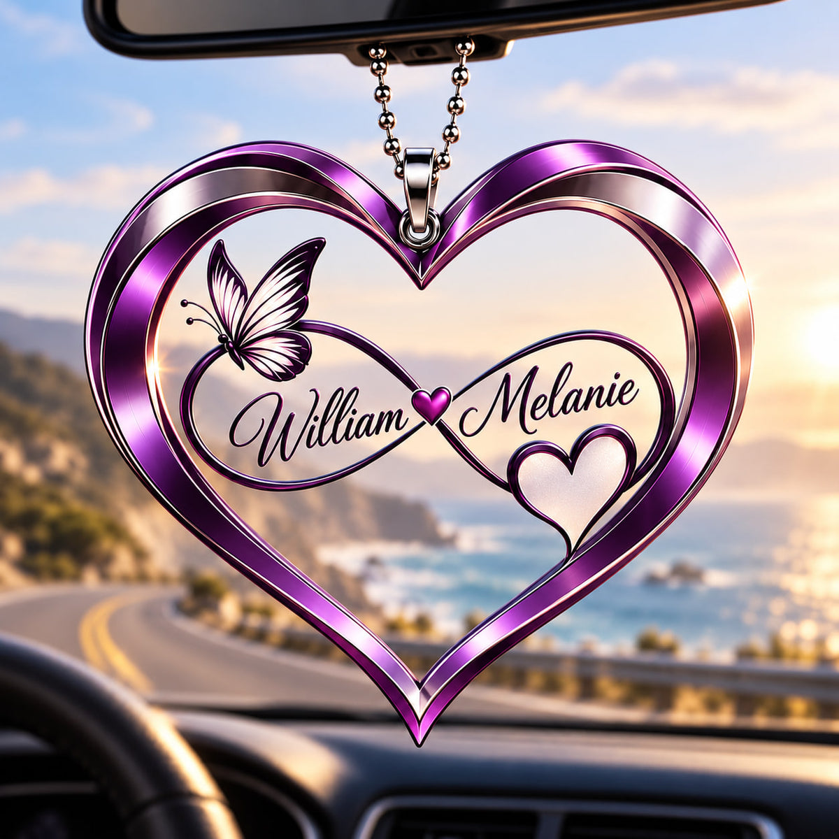 Personalized Names Infinity Heart Butterfly Ornament - Romantic Gift for Couple