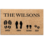 Premium Custom Footprint Family & Pet Name Brown Doormat
