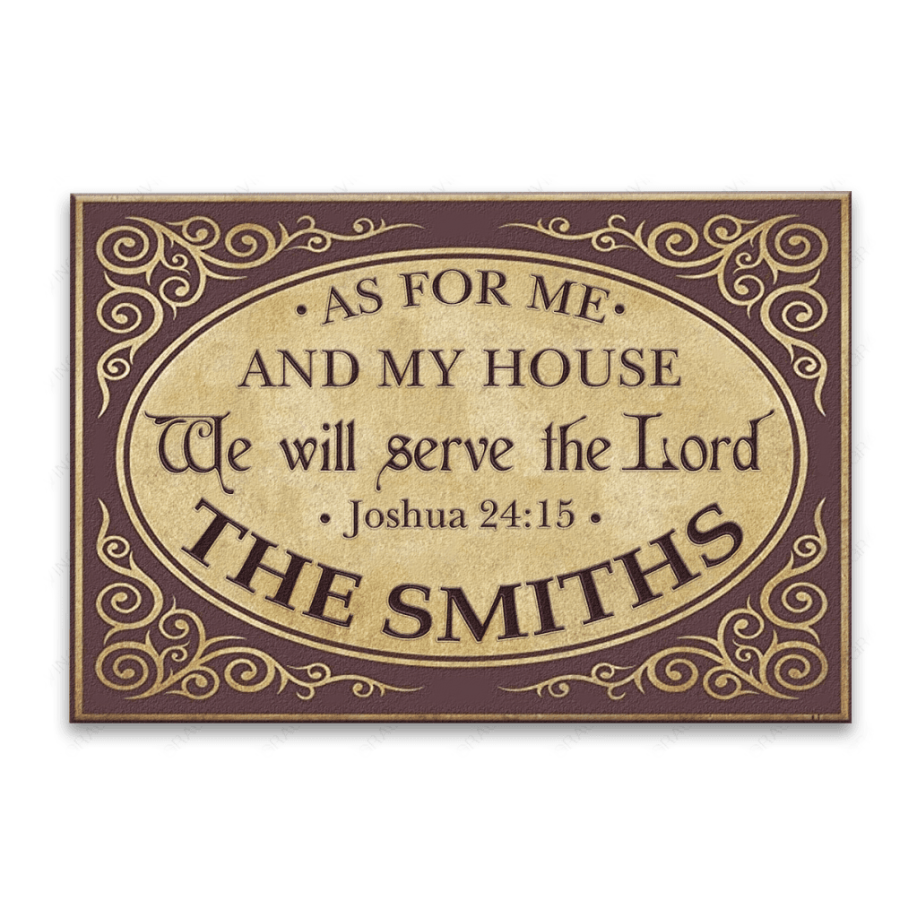 Purple Vintage Frame As For Me And My House Personalized Doormat