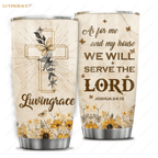 Sunflower Cross Butterfly As For Me And My House Personalized Tumbler