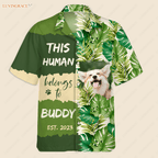 Tropical Leaves Pattern Human Belongs To - Personalized Custom Photo Beach Shorts Shirt