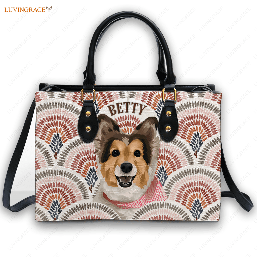 300623 Vintage Boho Rainbow Pet Digital Painting Portrait - Personalized Custom Leather Bag