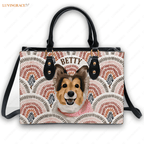 300623 Vintage Boho Rainbow Pet Digital Painting Portrait - Personalized Custom Leather Bag