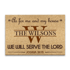 Vintage First Letter And Family Name As For Me And My House Personalized Doormat