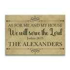 Vintage Light Green As For Me And My House Personalized Doormat