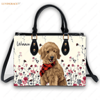 Vintage Wildflower Pet Art - Personalized Custom Leather Bag Handbags