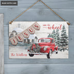 Personalized Family Jesus Take The Wheel Rectangle Wood Sign