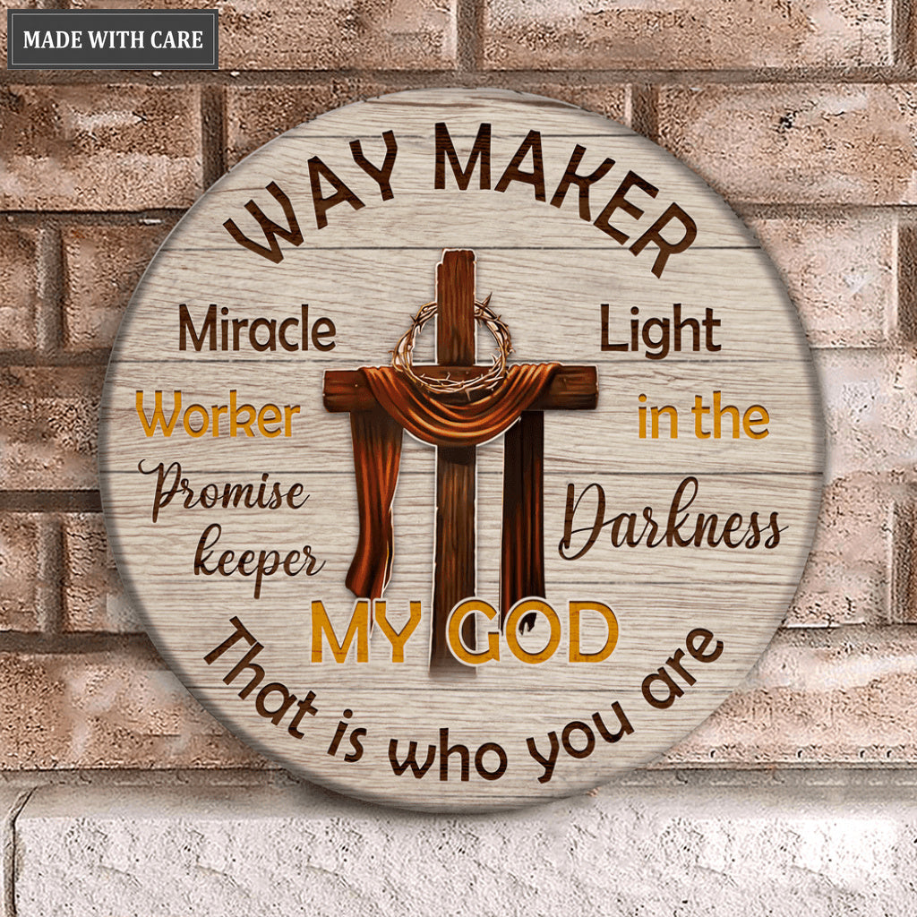 Way Maker Wood Circle Sign