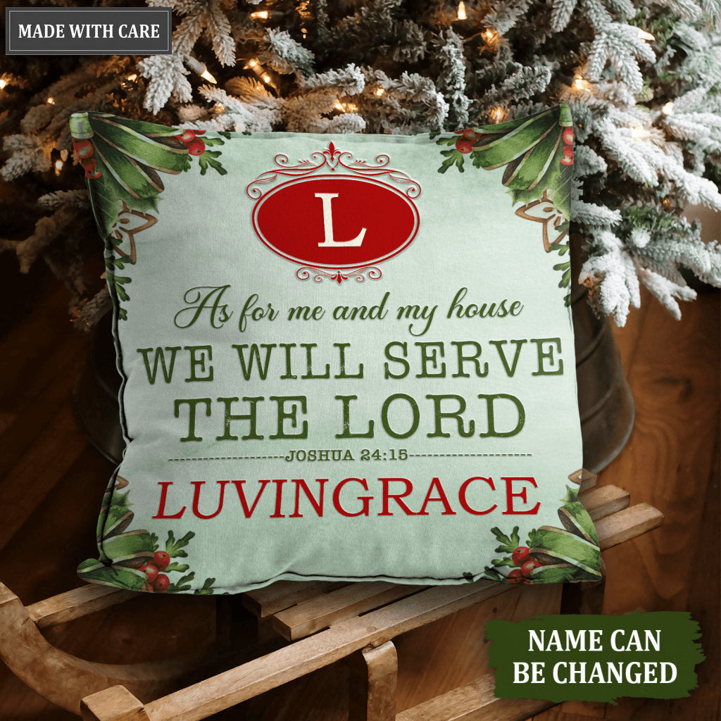 Christmas Floral As For Me And My House Personalized Pillow