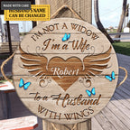 Personalized Husband With Wings Wood Circle Sign