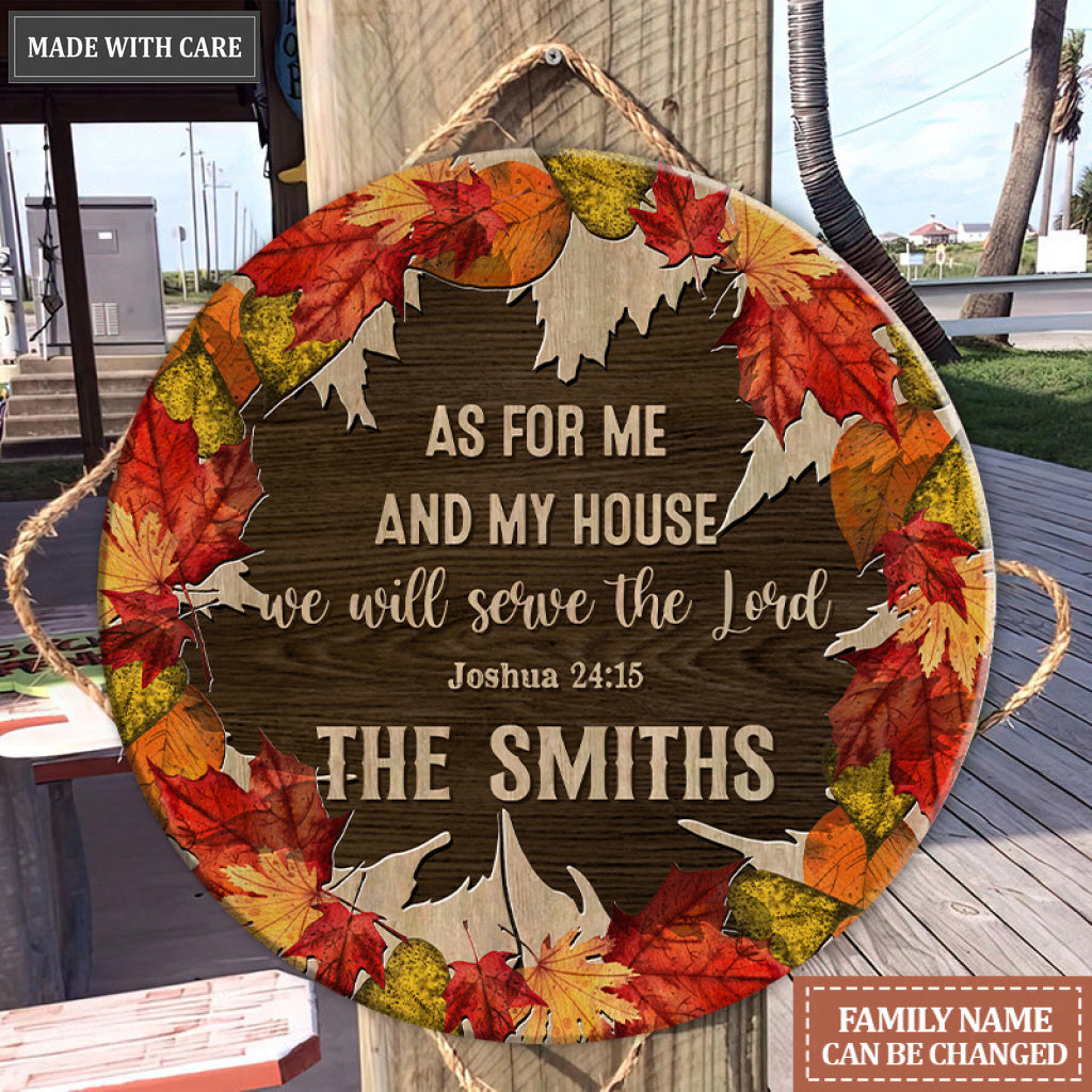 Personalized Serve The Lord Autumn Circle Sign