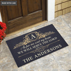 Monogram Luxury Serve The Lord Personalized Doormat