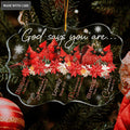 Christmas Cardinal Birds And Poinsettia Flowers God Says You Are Transparent Ornament