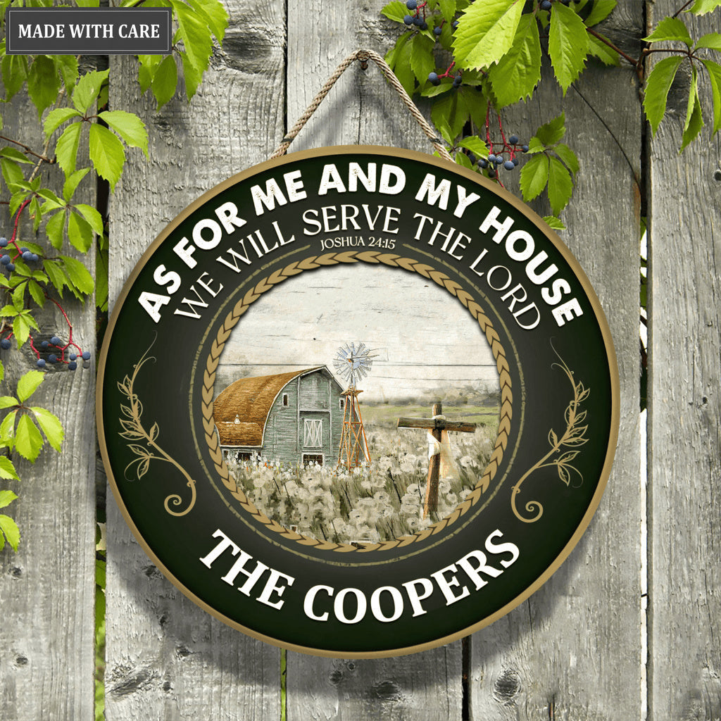 As For Me And My House Retro Personalized Circle Sign