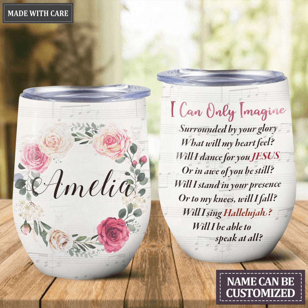 Personalized Floral Music Sheet Wine Tumbler